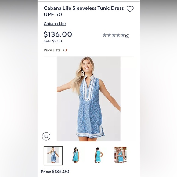 Cabana Life Blue White Sleeveless Dress Size S Resort Beach - Picture 7 of 7